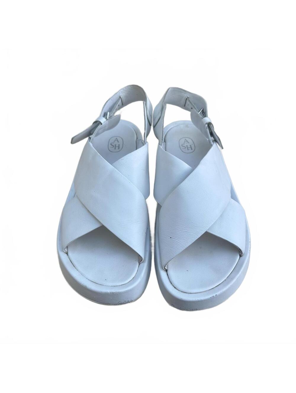 ASH White Leather Platform Cross-Strap Slingback Sandals Size 38 - Picture 7 of 12